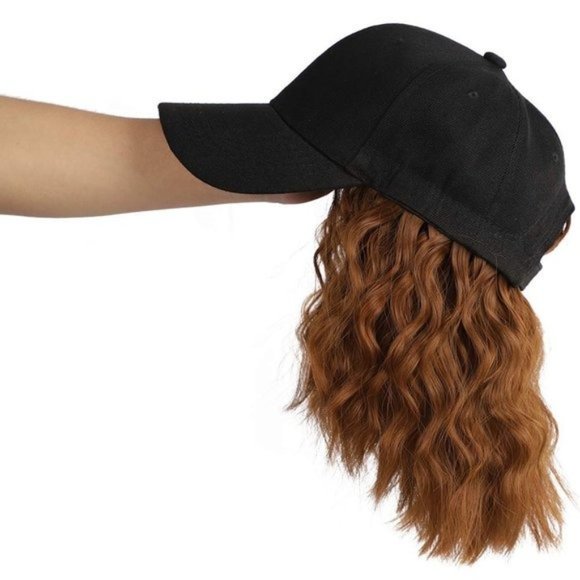 Baseball Cap Hat Wig Short Wavy Bob Ash Blonde - Picture 4 of 4